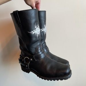 Harley-Davidson Leather Black Embroidered Boots